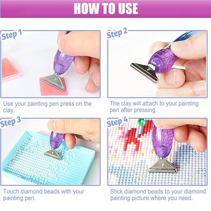 Diamond Painting Pen,Diamond Art Pen,Resin 5D Diamond Painting Pen Kit Tool Accessories (Purple Silver) - color: Purple Silver