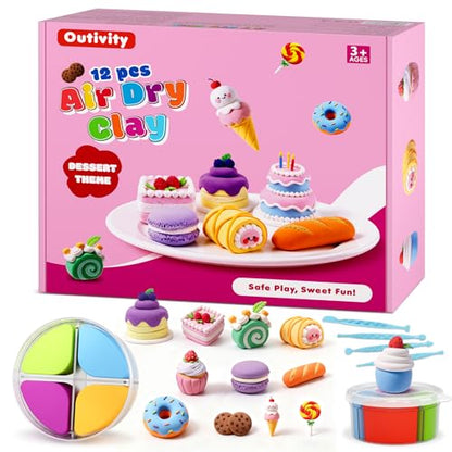 Air Dry Clay Kit for Kids, 12 Crafts Modeling Clay Model Magic, Clay Kits with Sculpting Tools & Tutorials, Safe & Non-Stick DIY Art Crafts, Toys Gift for Ages 3-12 Boys & Girls - color: Clay Kit