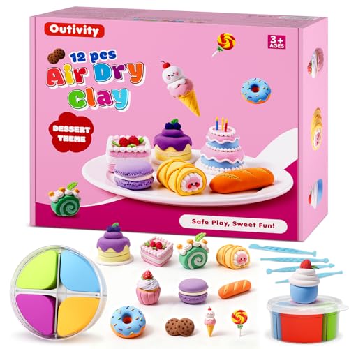 Air Dry Clay Kit for Kids, 12 Crafts Modeling Clay Model Magic, Clay Kits with Sculpting Tools & Tutorials, Safe & Non-Stick DIY Art Crafts, Toys Gift for Ages 3-12 Boys & Girls - color: Clay Kit