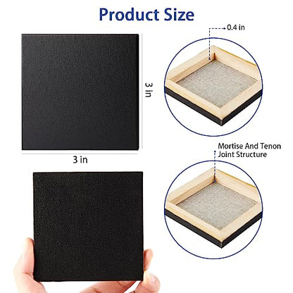 Mini Canvases, Pack of 24, 3' x 3' Black Canvas Boards, Art Supplies for Acrylic Pouring and Oil Painting - size: 3"x3" without easel