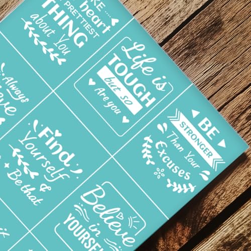 2 Sheets Positive Words Borders Silkscreen Stencil, Reusable Self-Adhesive Silk Screen Printing Inspirational Mesh Transfers Stencil for Wall Border Wood Fabric Home Craft Decor - style: Inspirational Words