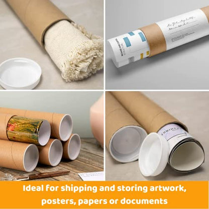 SAVUK Mailing Tubes with Plastic Caps Shipping Cardboard Blueprints Artwork Poster Extra Heavy-Duty Thickness Posters, Art Prints Multipurpose Documents Storing (1 Pack) 2x18 inch