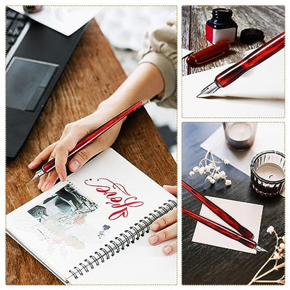 Gadpiparty 12-Piece Wooden Dip Pen Holder Set for Calligraphy, Drawing & Illustration - Portable Dark Red Penholder with Comfort Grip, Ideal for Ink Writing & Sketching