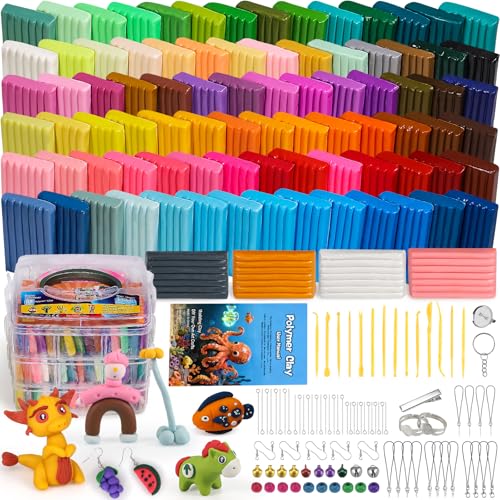 Ixiaoyoo 88 Colors Polymer Clay, DIY Modeling Clay Starter kit for Kids, Oven Baked Model Clay Art & Crafts Toys with Sculpting Tools, Non-Sticky, Birthday & Christmas Gift for Kids & Adults Artists - color: 88 Colors