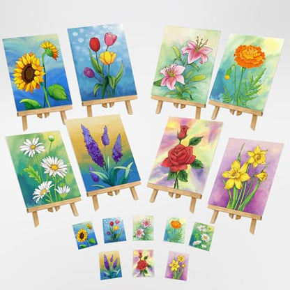 8 Pack Paint and Sip Kit for Adults, Flower Theme Pre Drawn Canvas to Paint Stretched Outline Canvas Art Painting Set Lady Night Party Favor Supplies Gift(8x10) - size: 8x10, style: Floral, without Frame
