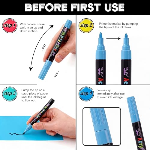 Mr. Pen- Acrylic Paint Markers, 32 pcs, Colorful | Acrylic Paint Pens for Rocks, Wood, Canvas, Stone, Glass, Ceramic Surfaces