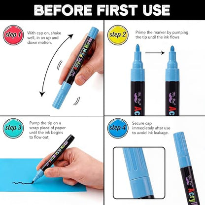 Mr. Pen- Acrylic Paint Markers, 32 pcs, Colorful | Acrylic Paint Pens for Rocks, Wood, Canvas, Stone, Glass, Ceramic Surfaces