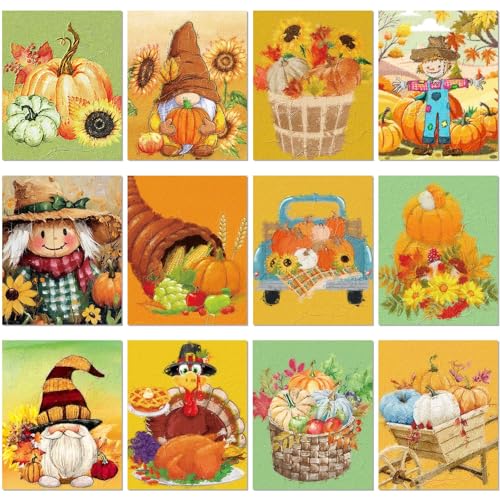 Sherr 12 Pcs Pre Drawn Canvas Pre Printed Canvas for Adults Sip and Paint Party Canvases Painting Kit for Summer Easter Mother's Day Party Favor(Thanksgiving,8 x 10 Inch) - size: 8 x 10 Inch, style: Thanksgiving