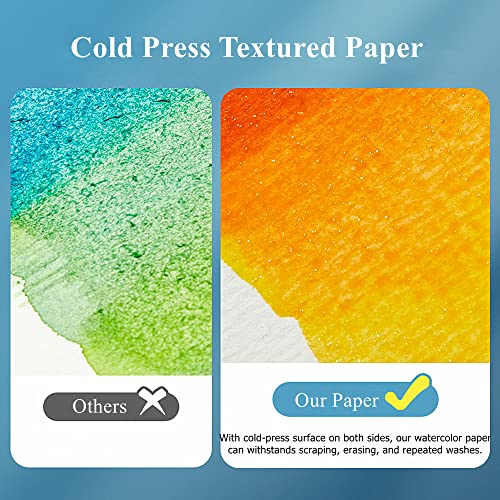FEITAKE 100% Cotton Watercolor Paper Cold-Press / 140lb (300gsm) / Acid Free Mixed Media Art Drawing Papers - 30Sheets Pack - 6"X8" - color: 6 x 8 Inches