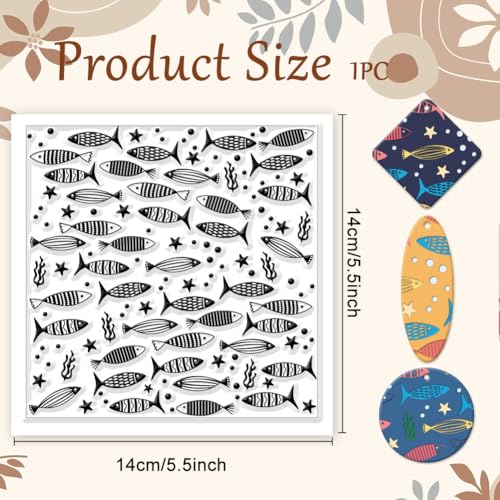 CHGCRAFT Cartoon Fish Polymer Clay Texture Sheets Seaweed Silicone Texture Stamp Clay Modeling Pattern Pad Texture Sheets for Polymer Clay Making Earrings Jewelry - style: Cartoon Fish