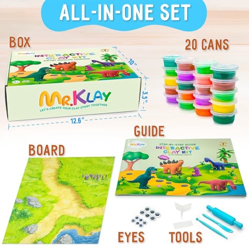 Air Dry Modeling Clay for Kids - Dinosaurs DIY Art and Crafts Modeling Kit with Tools - Interactive Magic Molding Clay - Creative Learning Educational Toys for Kids