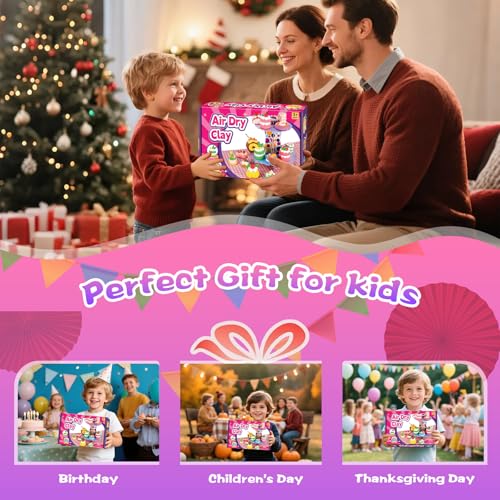 ifergoo Air Dry Clay Kit for Kids - Cakes Modeling Clay, Includes 6 Dessert Designs and Display Stand, DIY Art & Crafts School Projects, Home Party Kids Toys, Holidays Gifts for Age 3-12 Girls & Boys - color: Cakes Kit