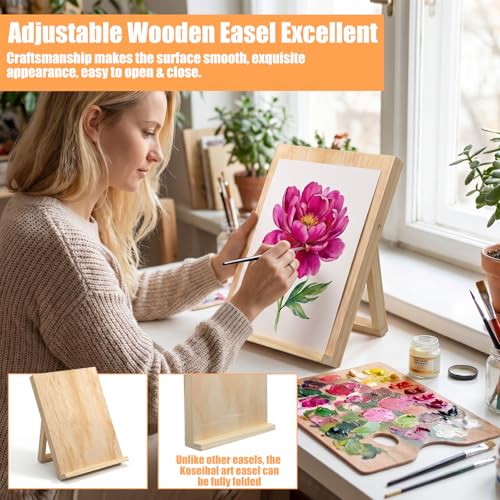 2 PCS Tabletop Easels for Painting, 11.8×8.5 Inch Art Easels for Painting | Foldable Desk Easel Portable 80 Degrees Adjustable Large Drawing Board for Canvas, Books and Artworks Storage