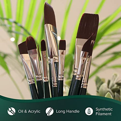 Silver Brush 2501-8 Ruby Satin Long Handle Synthetic Brush, Flat, Size 8 - size: Size 8