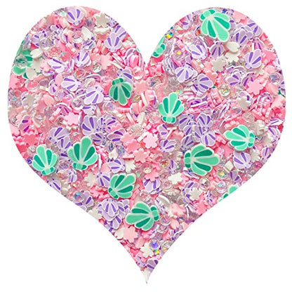 EHOPE Fake Sprinkles Resin Sprinkles Fake Candy Sprinkles Clay Sprinkles Polymer Sprinkles Polymer Clay Slices for Nail Art DIY Crafts Cake Phone Case(40G-Green Shell+Pink Cherry Blossom-44) - color: 44-Green Shell+Pink Cherry Blossom