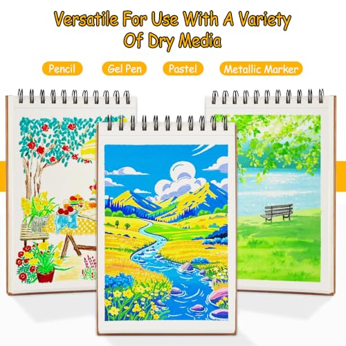 8.3x5.8 Sketch Book, Top Spiral Bound Sketch Pad, 60sheets 92lb/150gsm Nature White Paper, Acid-Free Mixed Media Paper for Painting, Dawing & Art Supplies.N-Coffee - color: TopSpiral-NatureWhite-Coffee