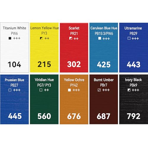PHOENIX Studio Oil Paint Set - 10 Colors x 50ml / 1.69 Fl oz. - Professional Oil Based Art Paints for Painting - color: 10 colors