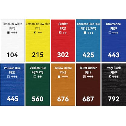 PHOENIX Studio Oil Paint Set - 10 Colors x 50ml / 1.69 Fl oz. - Professional Oil Based Art Paints for Painting - color: 10 colors