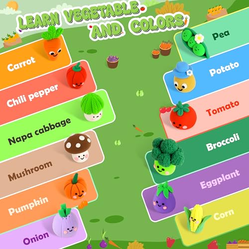 Air Dry Clay Kit - Vegetable Theme, Modeling Clay for Kids, DIY Magic Clay with Tools and Tutorials, 12 Boxes Molding Clay, Ultra Light, Soft & Non-Sticky, Arts and Crafts Gift for Kids - color: Vegetable Theme