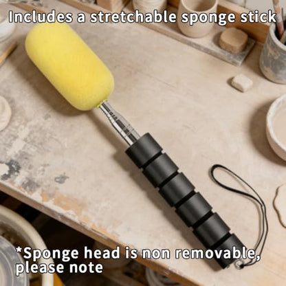 Pottery Foot Rim Shape Tool with Scalable Sponge Stick, Rotundity Rim Modeling Kit, Compatible with Ceramic Trimming and Finishing Tool - color: Black