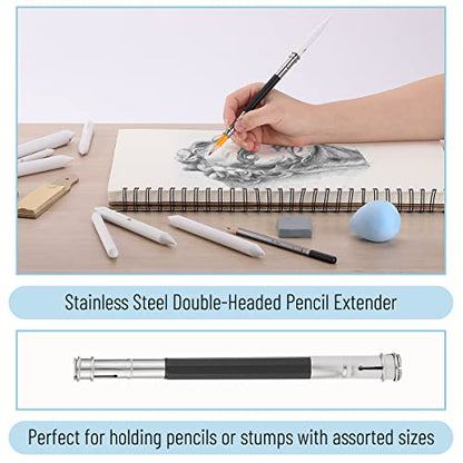 Mr. Pen- Blending Stumps for Drawing, 33 Pack | Tortillions Paper Art Blenders with Sandpaper Sharpeners, Pencil Extension Tool, Kneaded Eraser & Rub Sponge - size: 33 Pack