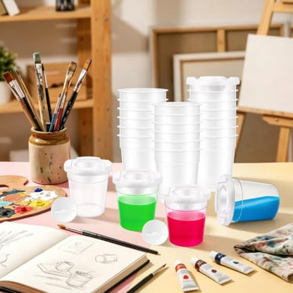 20 Packs No Spill Paint Cups for Kids, Small Plastic Paint Containers with Lids, Spill-Proof for Painting, School, Classroom, Art Crafts Supplies - size: 20 Pack