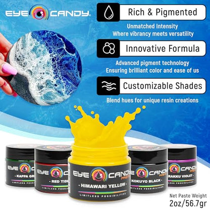 Eye Candy Resin Pigment Paste – Highly Pigmented Epoxy Color, 2 oz, Solid Non-Metallic, Mixable for Custom Shades (Himawari Yellow) - color: Himawari Yellow