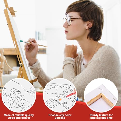 COCHIE 6 Pack 8x10 Inches Christmas Pre Drawn Canvas to Paint for Sip and Paint Party, X-mas Pre Printed Canvases, Peppermint Candy House Snowman Pre Sketched Canvas for Painting for Adults, Kids - size: 8x10 Inches, style: XMAS