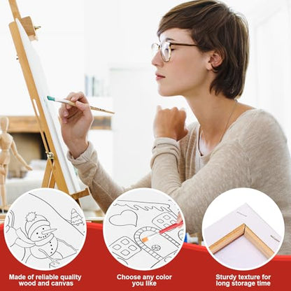 COCHIE 6 Pack 8x10 Inches Christmas Pre Drawn Canvas to Paint for Sip and Paint Party, X-mas Pre Printed Canvases, Peppermint Candy House Snowman Pre Sketched Canvas for Painting for Adults, Kids - size: 8x10 Inches, style: XMAS