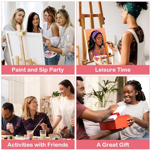 8 Pack Pre Drawn Canvas Painting Kits for Adults Sip and Paint Kit Pre Stretched Canvases Painting Party Supplies for Beginner Artists (Pray Girl, 8 x 10 Inches) - size: 8x10, style: Pray Girl,without Frame