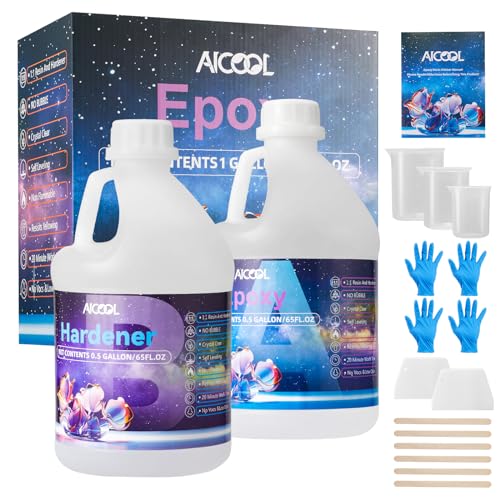 Epoxy Resin Table Top 1 Gallon Kit- No Yellowing, Self-Leveling, Crystal Clear Coating and Casting Resin for Bar Tops, Table Tops, Wood, Concrete, Epoxy Art & Crafts, Clear3, AI0003-1