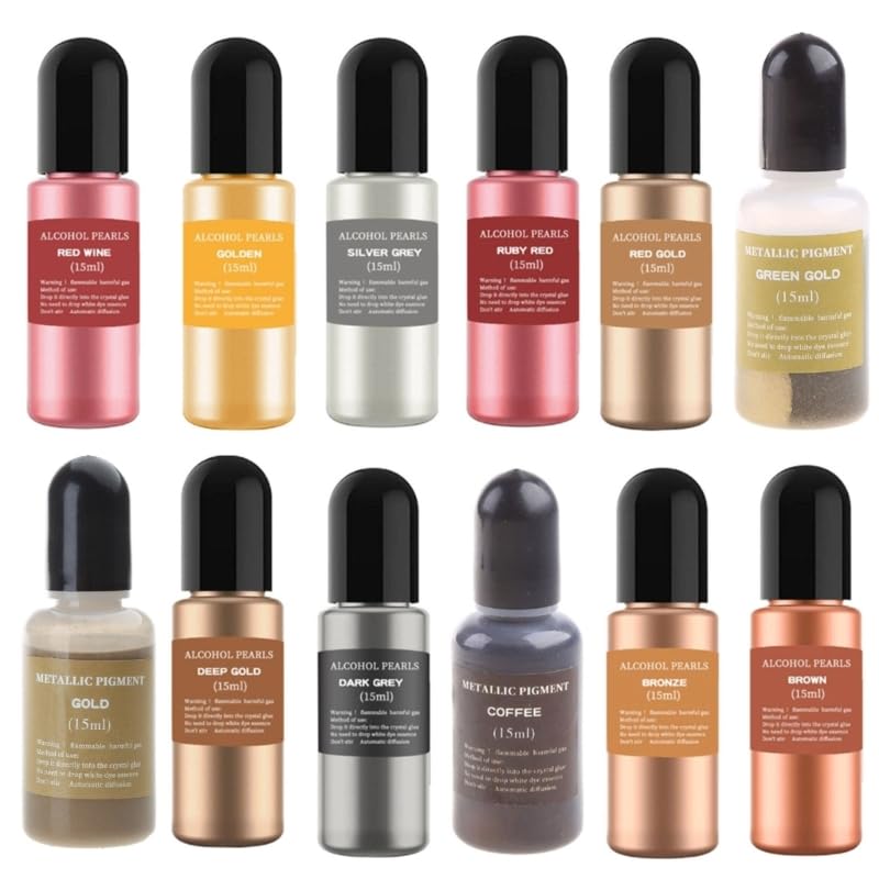 Metallic 12 Color Concentrated Extreme Alcohol-Based Inks for Epoxy Resin Acrylic Pouring Paint
