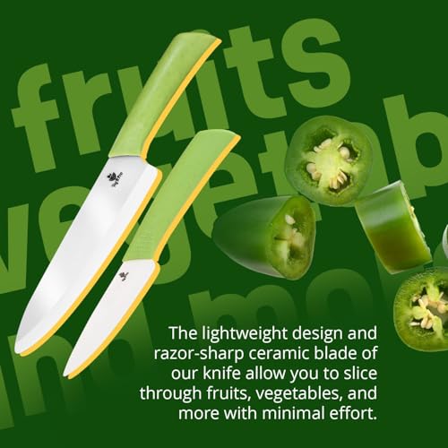 Ceramic Knife Set with Ergonomic Handle, Non-Reactive and Professional Chopping Knife Featuring Sharp, Rust-Proof Blades for Cutting Vegetables & Fruits, Durable Ceramic Kitchen Knives Set 6” & 4” - style: 6 inch & 4 inch