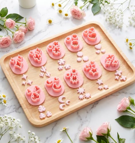 10 Pcs Mini Clay Cutters, Polymer Clay Cutters Shapes PP Material for DIY Polymer Clay Earring Handmade Craft Supplies(Pink)