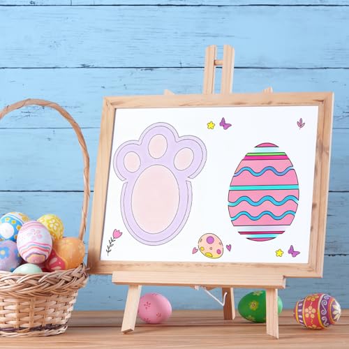 JarThenaAMCS 16Pcs Easter Stencils Assorted Template Stencils Reusable Bunny Footprint Easter Egg Rabbit Paw Plastic Drawing Painting Template for DIY Art Craft Painting on Wood - style: Easter
