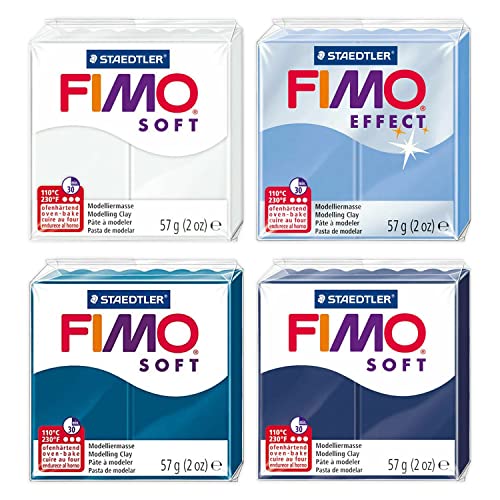 FIMO Soft & Effect Polymer Oven Modelling Clay - 57g - Set of 4 - The Snow & Ice Collection