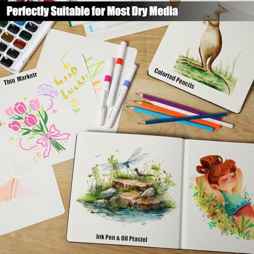 Hardcover Sketch Book, 110lb/180GSM Sketchbook for Drawing Painting, 160 Pages/80 Sheets Square Sketch Pad, 8×8 in Drawing Book Art Supplies for Teens, Adults, Artists - size: 8.3×8 Inch (1 Pack)
