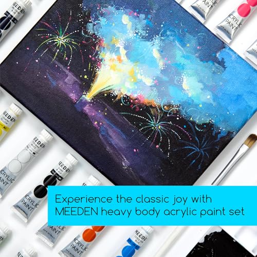 MEEDEN Beginners Acrylic Paint Set: 48 Colors 12ml/0.41 fl oz Heavy Body Starter Set - Non-Toxic Rich Pigments Art Paint for Adults Hobbists Painting on Canvas Wood Fabric Craft - color: 48 Colors