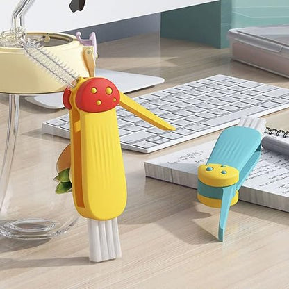 3 Pcs 3 in 1 Cup Lid Gap Cleaning Brush Multifunctional Bottle Cleaning Brush for Water Bottle Cup Lid Gap for Gaps of Various Containers - color: Yellow Blue(mushroom)