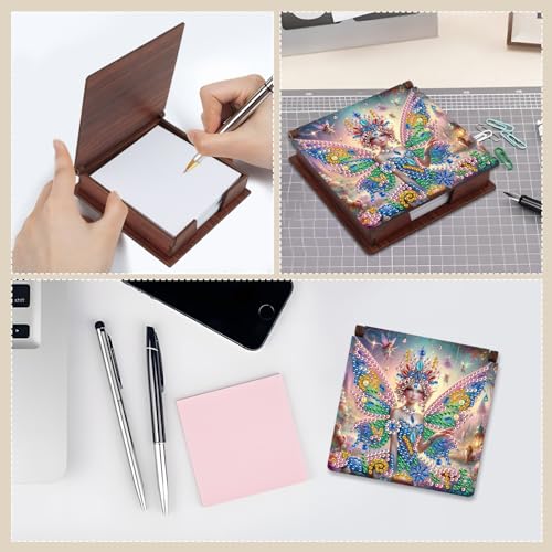 Diamond Painting Kit memo Box, Diamonds Art DIY Fairy Patterns Sticky Note Box Special Shape Drill, with 160 Sticky Note, Ideal for Home Office Supplies, Handicrafts, Holiday Gifts - color: Fairy