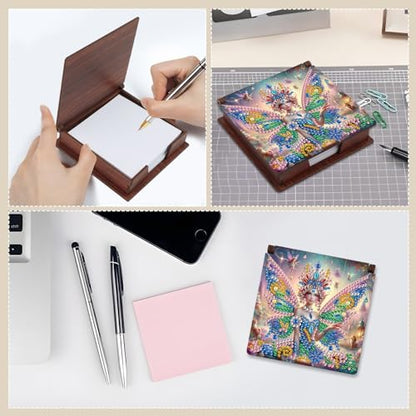 Diamond Painting Kit memo Box, Diamonds Art DIY Fairy Patterns Sticky Note Box Special Shape Drill, with 160 Sticky Note, Ideal for Home Office Supplies, Handicrafts, Holiday Gifts - color: Fairy