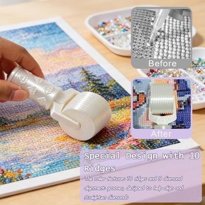 Jzzuau Diamond Art Roller, Diamond Painting Roller Set, Essential DIY Craft Tool for Smooth Pressing Rhinestone Embroidery and Diamond Art - color: White