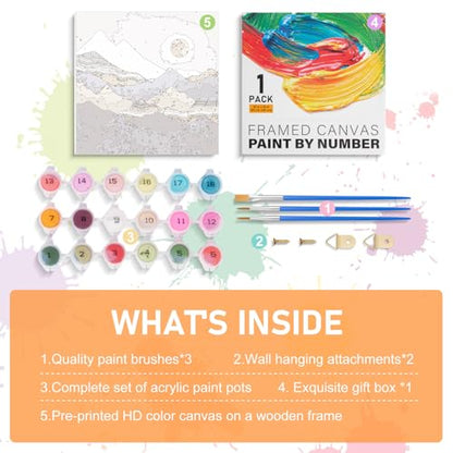 Framed Paint by Numbers Kit for Adults Beginners & Kids Ages 8-12, Abstract Mountain Acrylic Easy Paint by Number with Frame, Paint by Number Kits on Canvas Framed (10 * 10 Inch, without Easel) - color: BOP1PF09, size: 10 x 10 Inch
