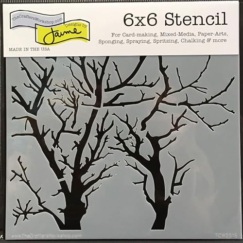 The Crafter’s Workshop - Reusable Birch Tree Stencil for Painting and Crafts – Elegant Reversed Branches Pattern for Wood, Canvas, and Journals – 2 Pk, 6" x 6" – Birch Trees/Reversed Branches - style: Birch Trees / Reversed Branches