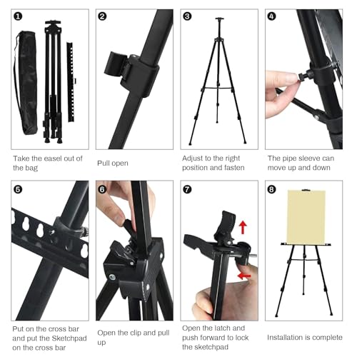 RRFTOK Art Painting Display Easel Stand, 72Inches Metal Portable Adjustable Easels for Painting Canvases Height from 22-72”for Table-Top/Floor Paint and Displaying,Black 2-Pack. - style: 72BL 2-pack