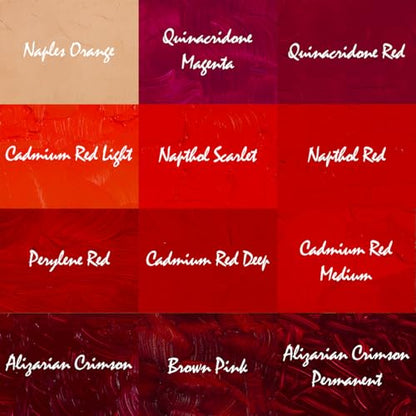 Gamblin Artist Oil Paint Set For Professionals - RED SET - 37ml Tubes - color: Red