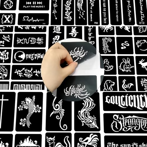 20 Sheets Temporary Tattoo Stencil for Women Girls Kids Boys, Dargon Butterfly Face Body Paint DIY Art Reusable Glitter Tattoos Kit School Show Birthdays Halloween Christmas Party Favor Supplies