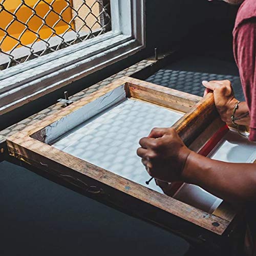 Worown 10 X 14 Inch Wood Silk Screen Printing Frame with 110 White Mesh and 1 Piece 4 x 10 Inches Screen Printing Squeegee - size: 10 x 14 Inch