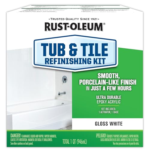 Rust-Oleum 384165 Tub And Tile Refinishing 2-Part Kit, 32 oz, Gloss White - color: White