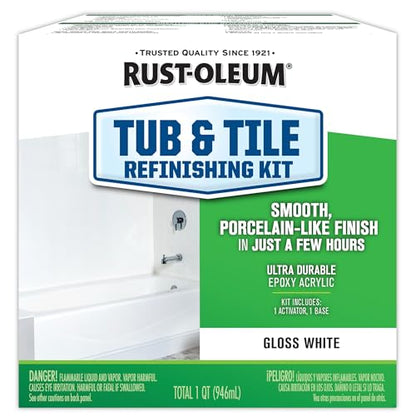 Rust-Oleum 384165 Tub And Tile Refinishing 2-Part Kit, 32 oz, Gloss White - color: White